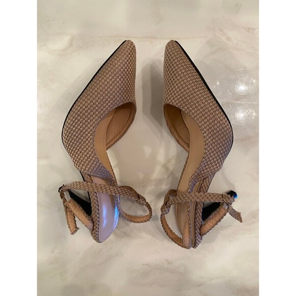 Women’s Shoe Pumps Size 8.5 Sling Back Woven Tan 3 1/4" heel Pointed Toe ?New - Picture 4 of 9